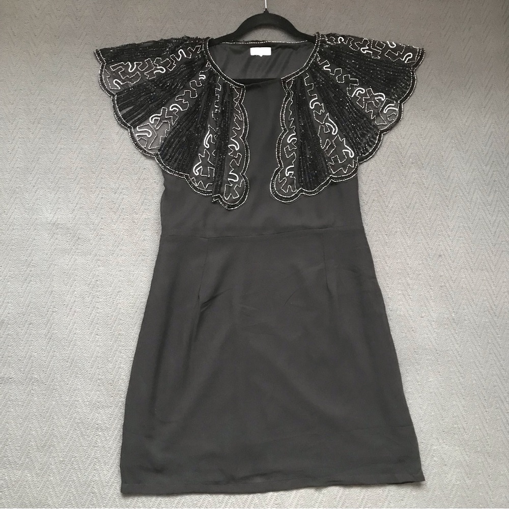 Blue Vanilla LBD Little Black Dress Beads Sequins Vintage Vibes 1920s S M
